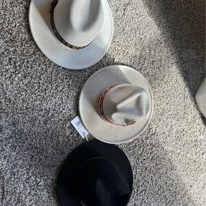 Elegant Women's Fedora Hat Trio - Black, Cream, and Gray